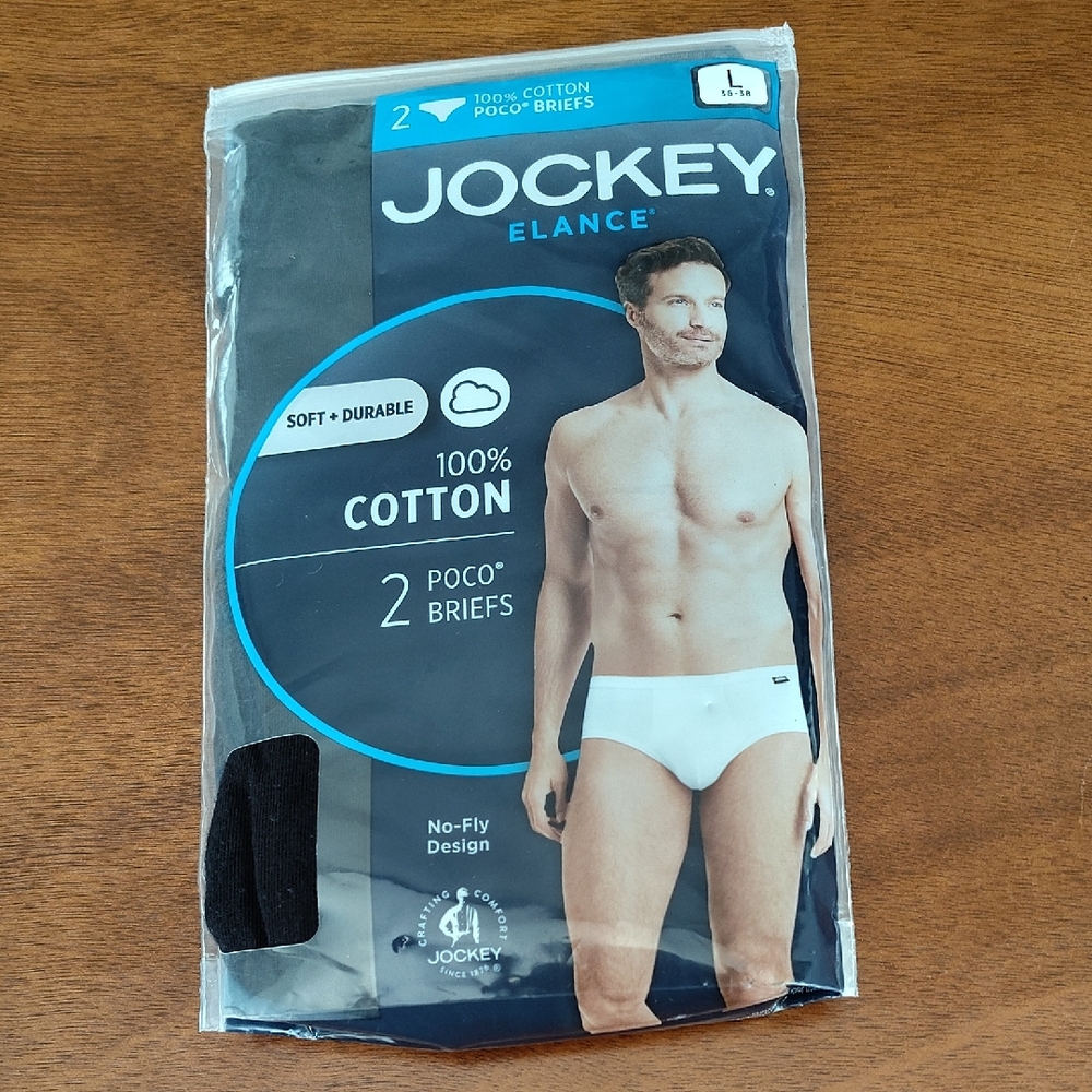 Jockey Elance Poco Briefs Underwear 2 Pack Black Men’s Size Large 36 - 38